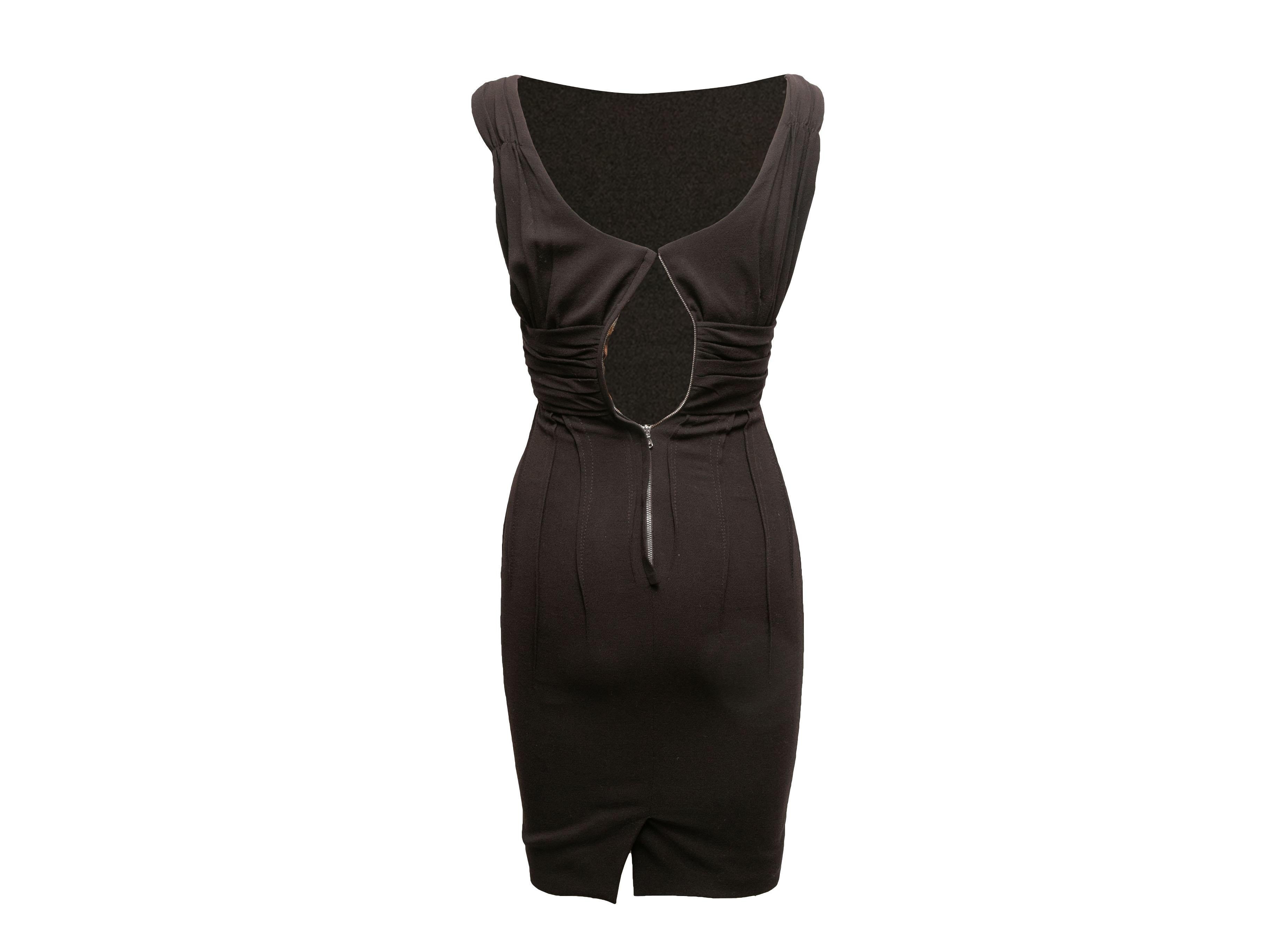 Vintage Brown Dolce & Gabbana 2000s Wool Fitted Dress Size IT 40 In Good Condition For Sale In New York, NY
