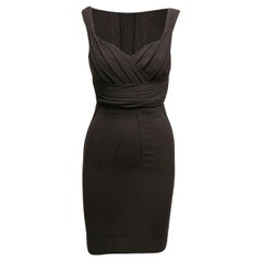 Vintage Brown Dolce & Gabbana 2000s Wool Fitted Dress Size IT 40