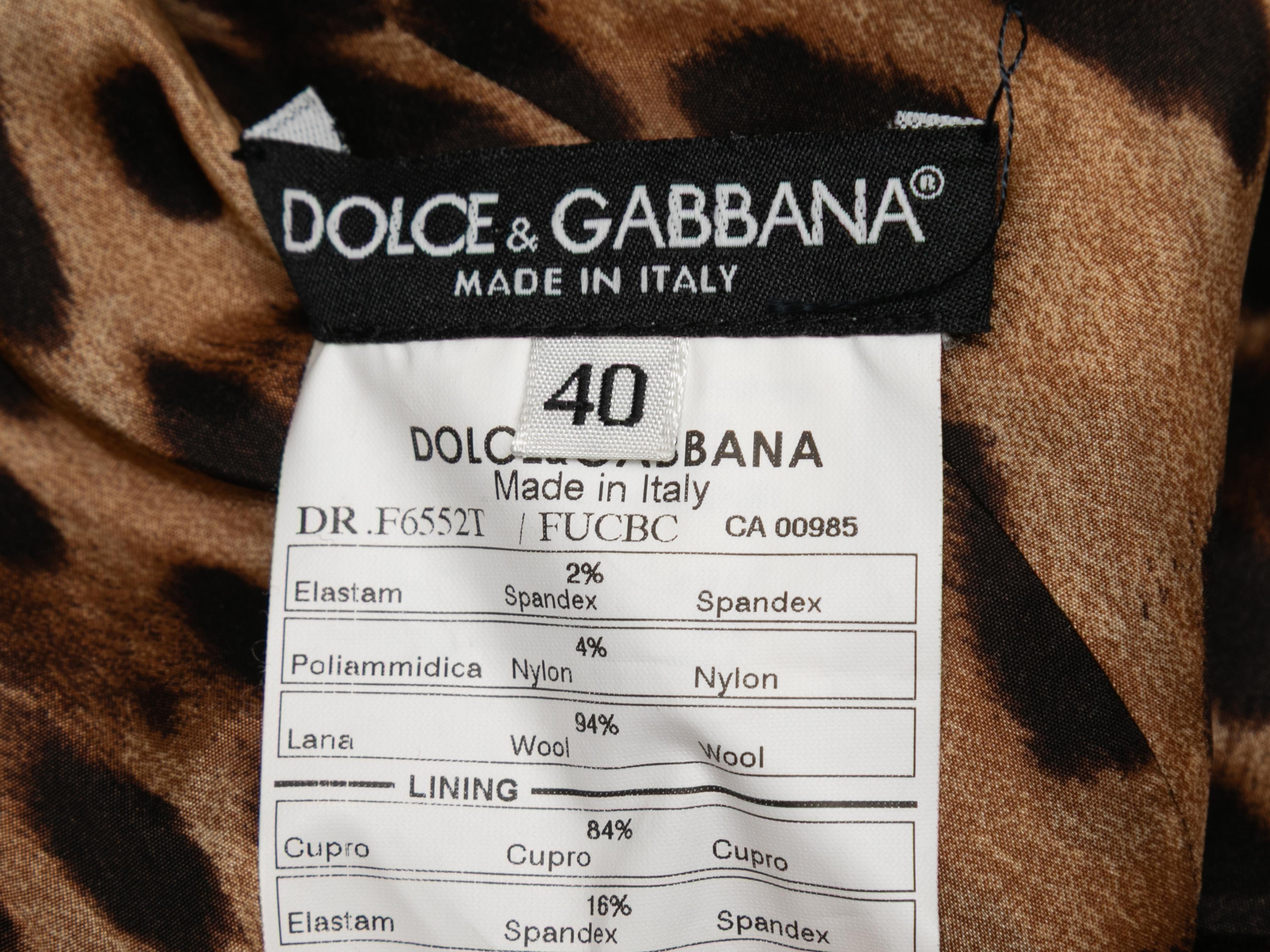 Vintage Brown Dolce & Gabbana Silk Leopard Print Dress Size IT 38 In Good Condition In New York, NY