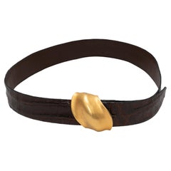 Vintage Brown Donna Karan Croc Belt