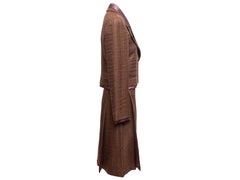 Vintage Brown & Eggplant Chanel Mohair Skirt Suit Size FR 40