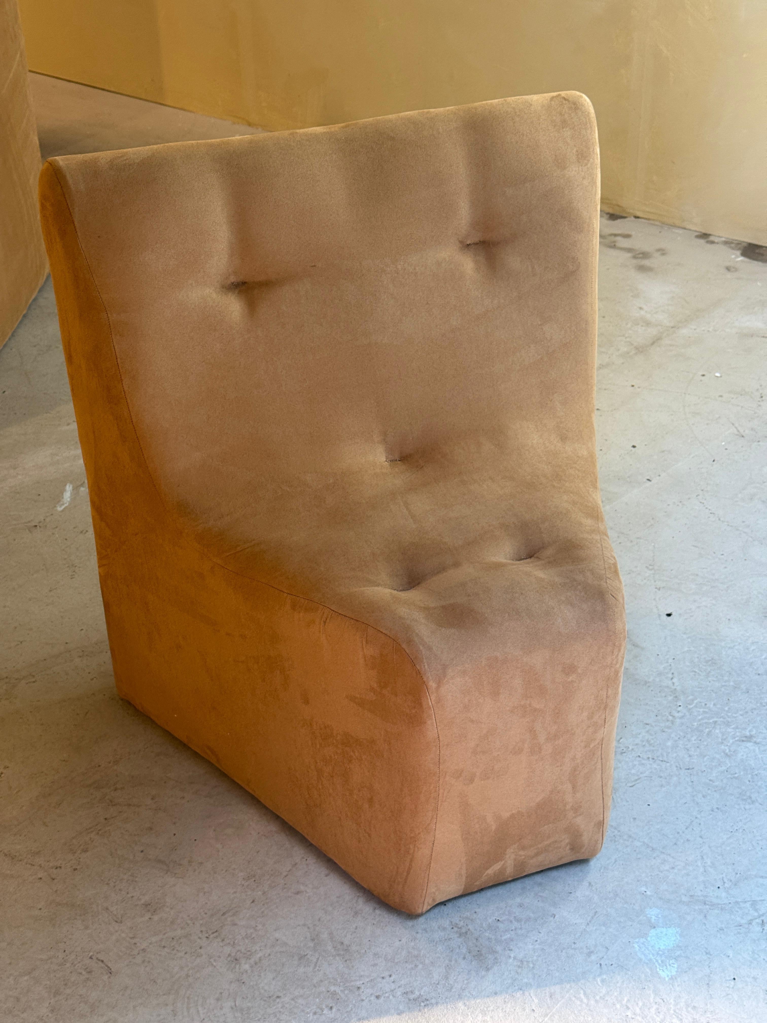 Vintage Brown Element Sofa in Suede Camel, 1980s For Sale 7