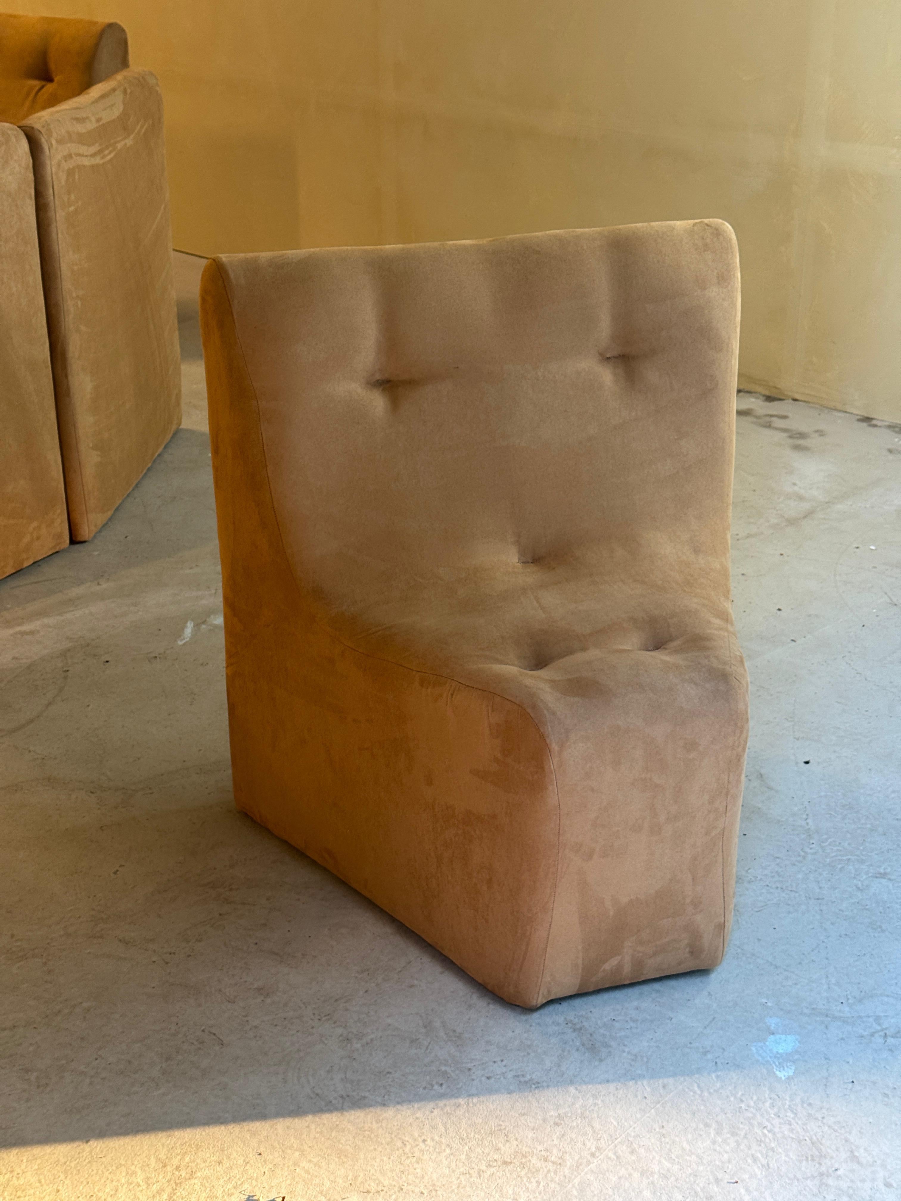 Vintage Brown Element Sofa in Suede Camel, 1980s For Sale 8