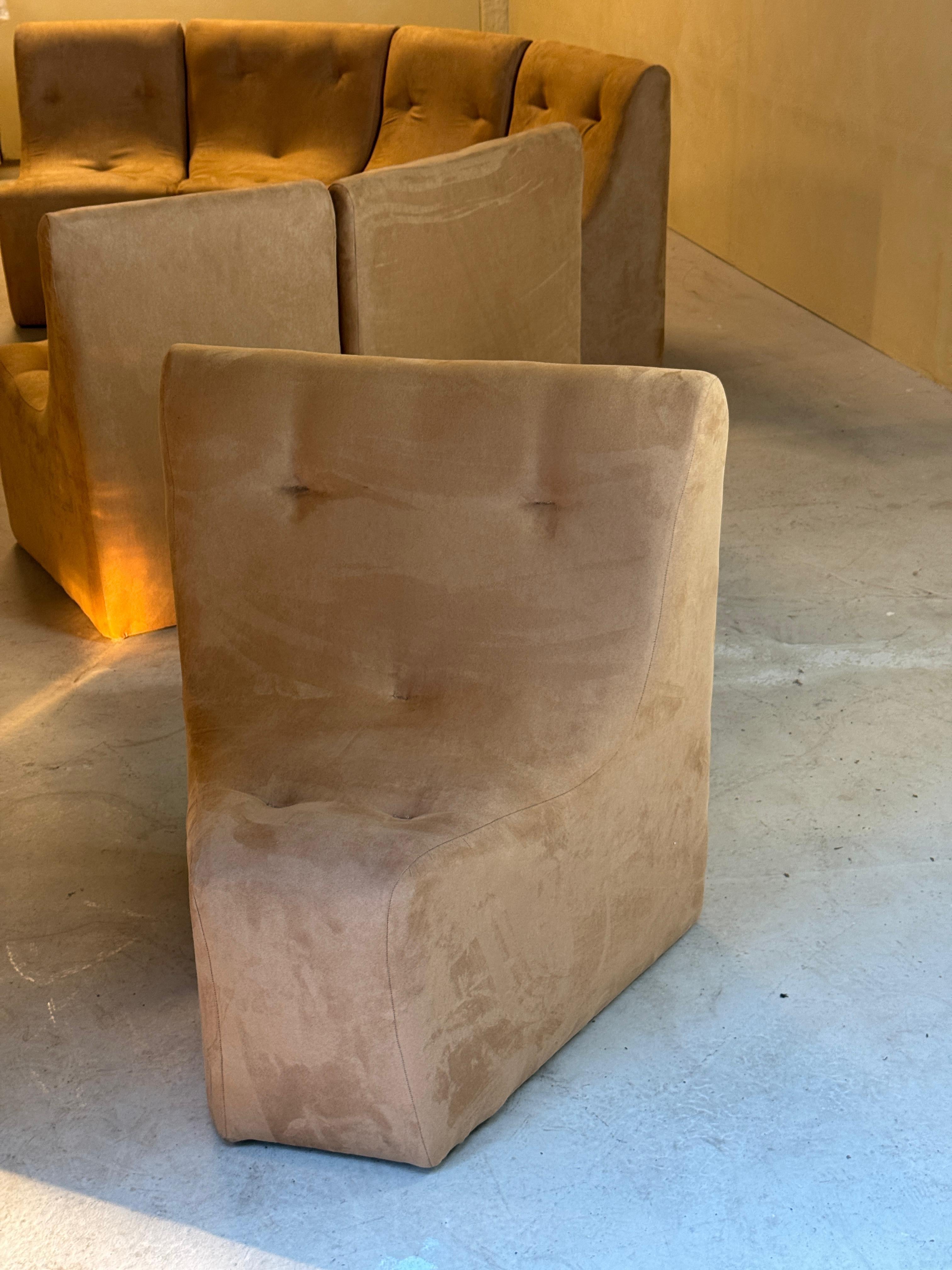 Vintage Brown Element Sofa in Suede Camel, 1980s For Sale 9