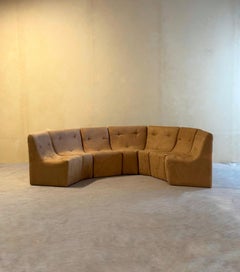 Vintage Brown Element Sofa in Suede Camel, 1980s
