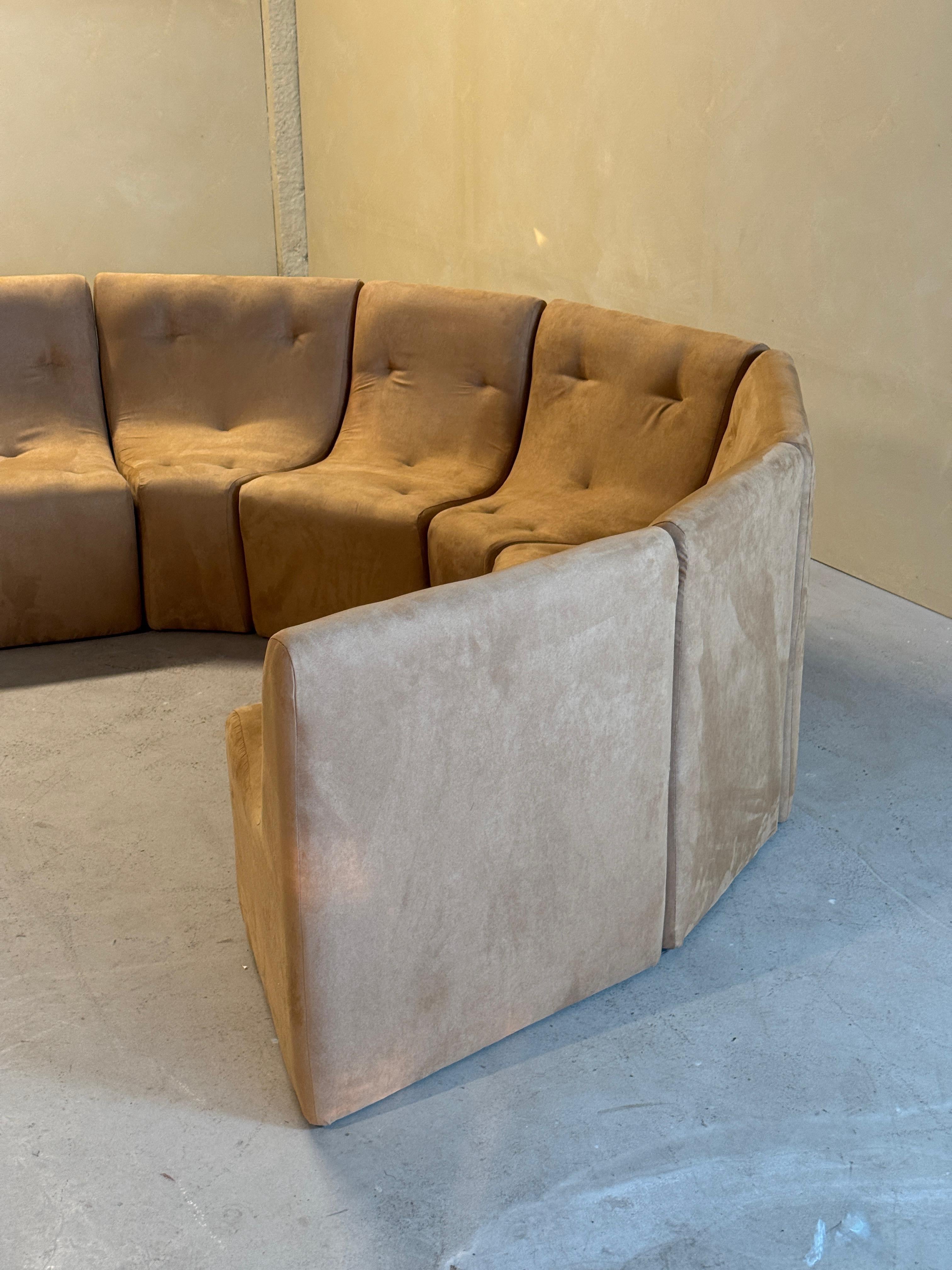 Vintage Brown Element Sofa in Suede Camel, 1980s For Sale 2