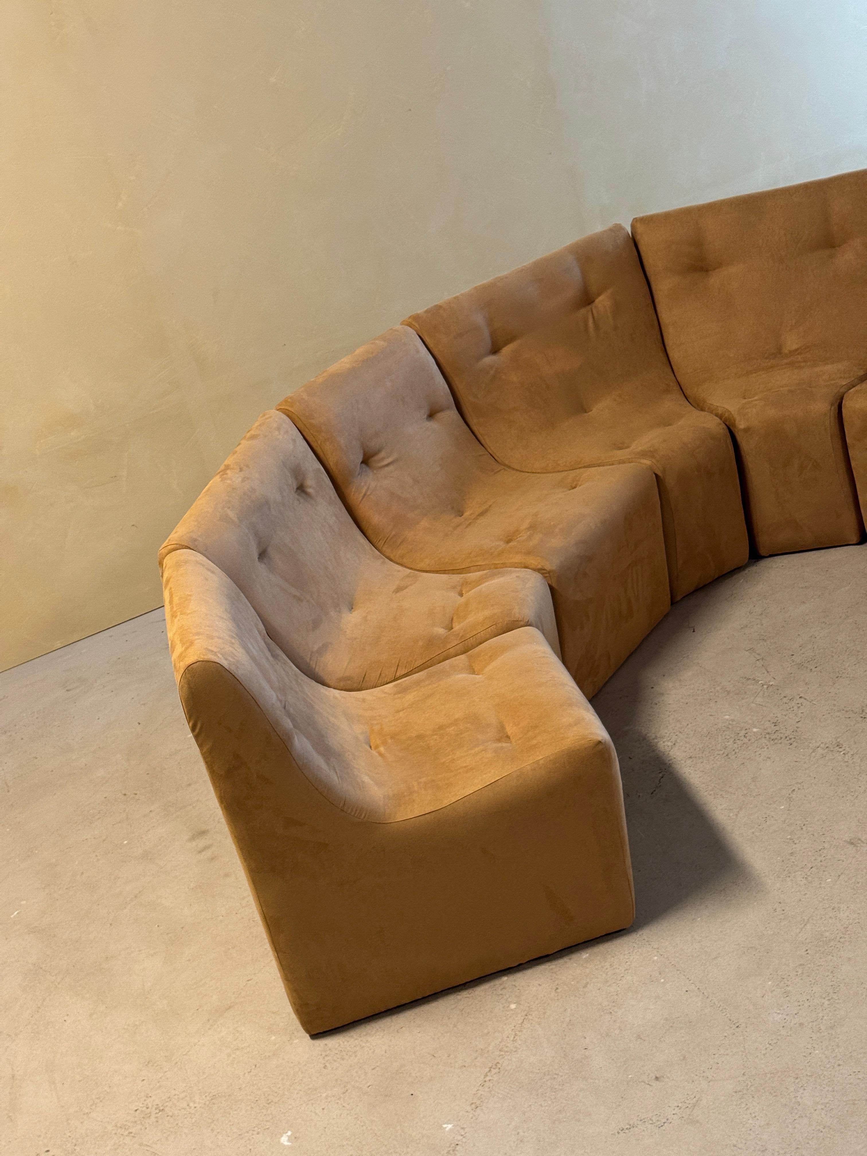 Vintage Brown Element Sofa in Suede Camel, 1980s For Sale 3