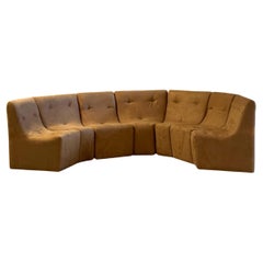 Vintage Brown Element Sofa in Suede Camel, 1980s