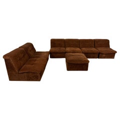 Vintage brown fabric modular sofa, 1970s