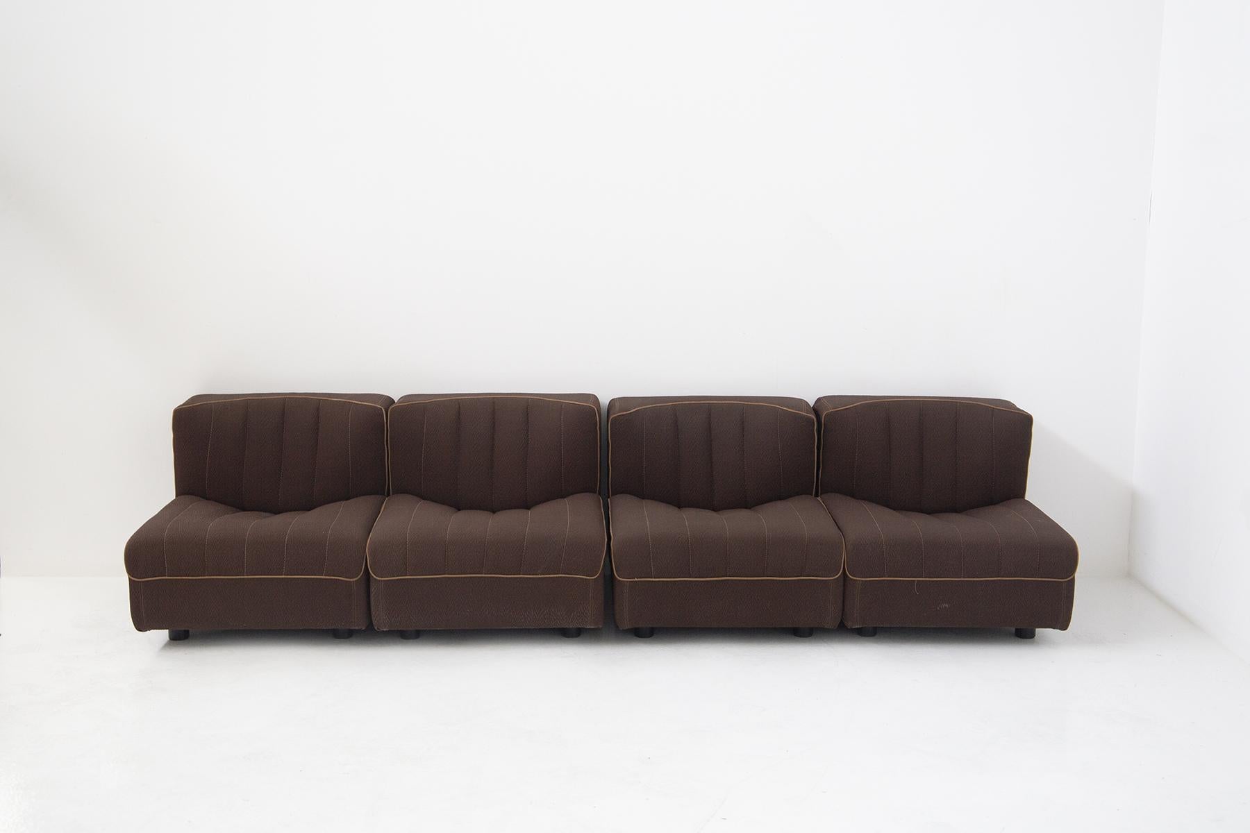 Vintage Brown Fabric Modular Sofa by Tito Agnoli for Arflex 5
