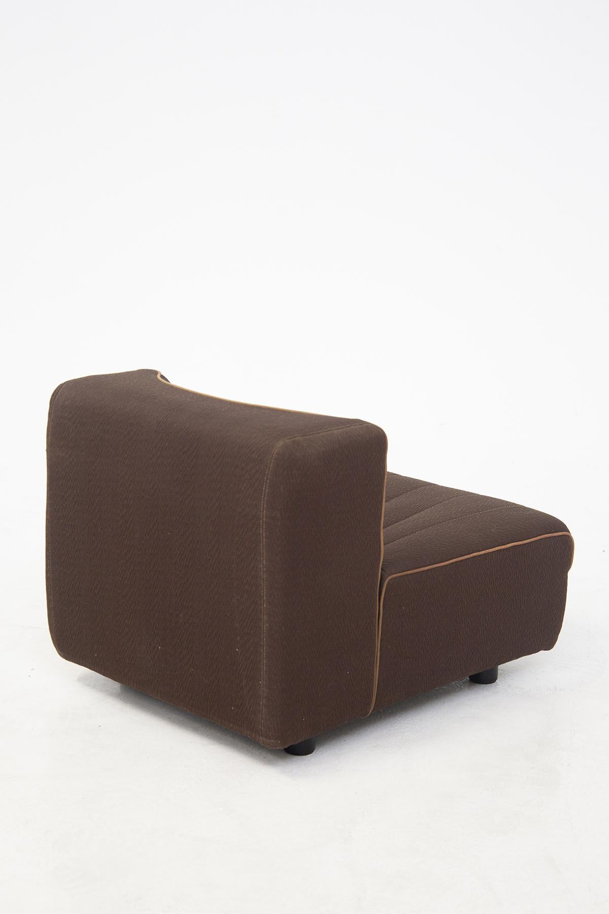 Vintage Brown Fabric Modular Sofa by Tito Agnoli for Arflex In Good Condition In Milano, IT