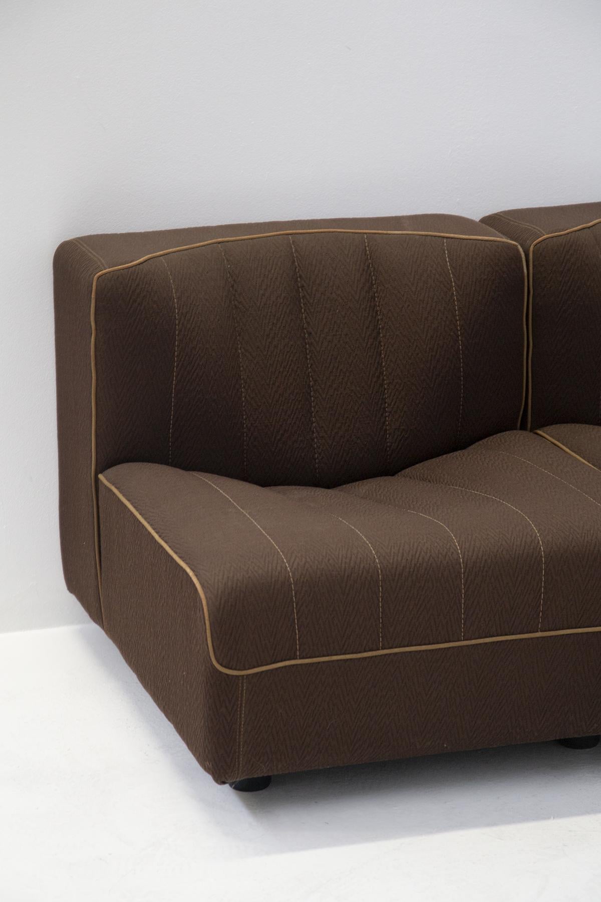 Mid-20th Century Vintage Brown Fabric Modular Sofa by Tito Agnoli for Arflex