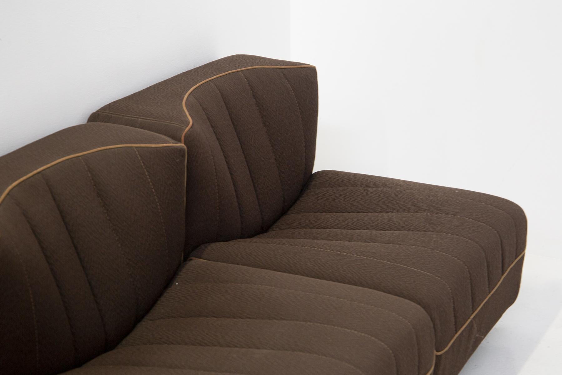 Vintage Brown Fabric Modular Sofa by Tito Agnoli for Arflex 3