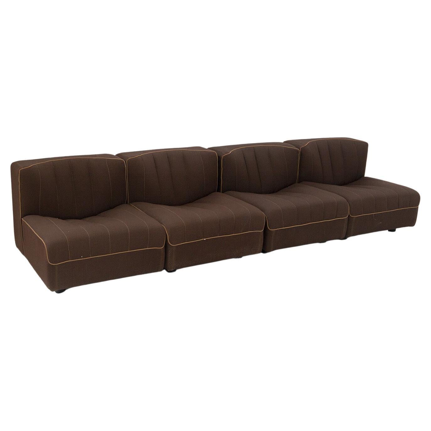 Vintage Brown Fabric Modular Sofa by Tito Agnoli for Arflex