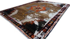 Vintage Brown Geometric Tribal Motif Yörük Rug 8'10''x11'6''