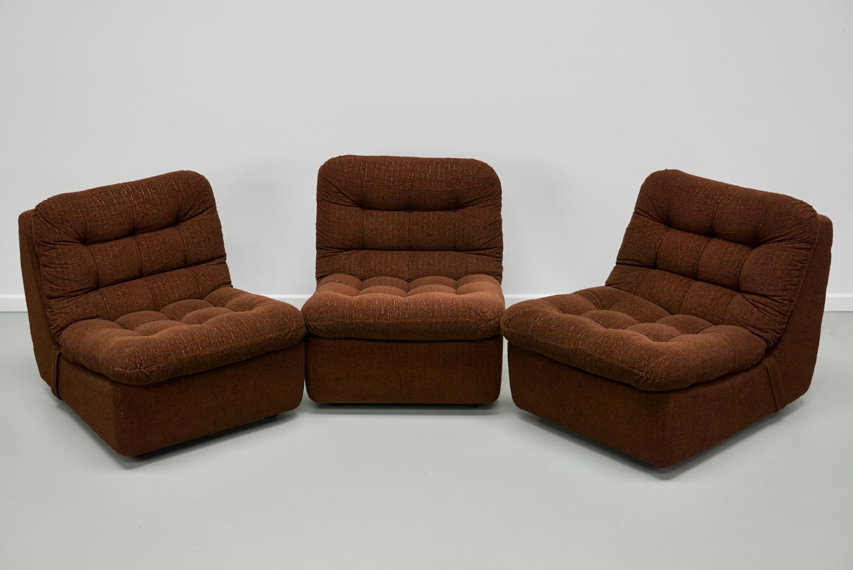 Divano modulare tedesco vintage a 3 posti in Boucle, anni '70 in vendita 3