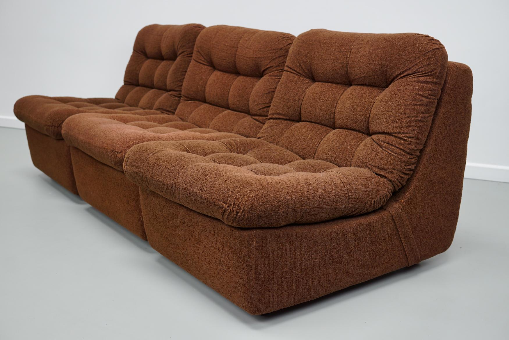 Divano modulare tedesco vintage a 3 posti in Boucle, anni '70 in vendita 7