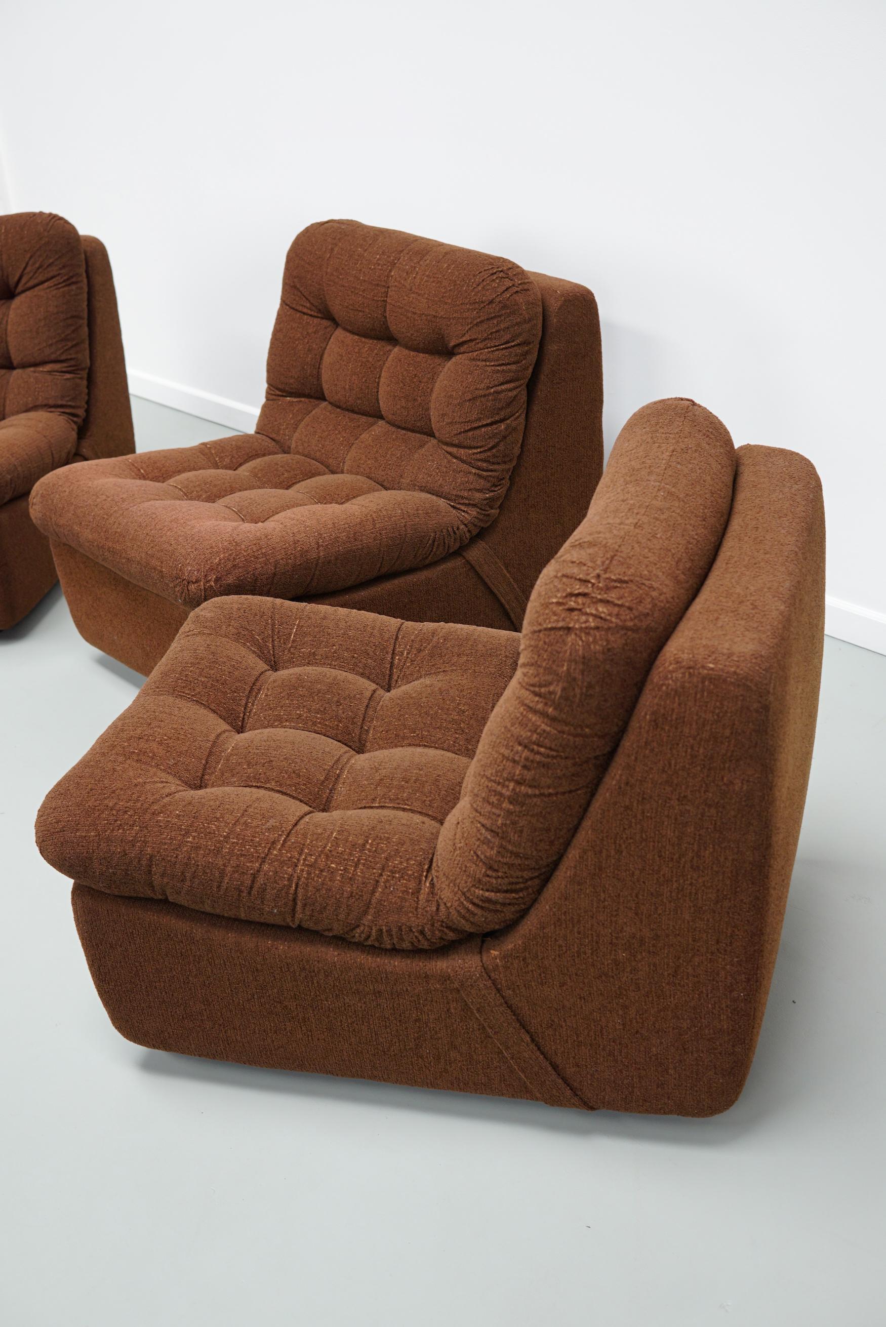 Divano modulare tedesco vintage a 3 posti in Boucle, anni '70 in vendita 2