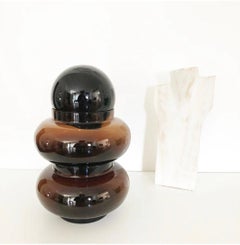 Vintage Brown Glass Modular Vase attr. Vistosi 1960s, Art