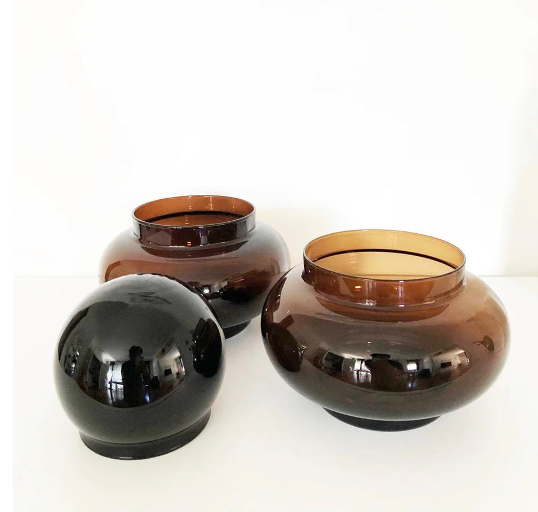 Mid-20th Century Vintage Brown Glass Modular Vase attr. Vistosi 1960s, Art For Sale