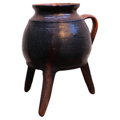 Vase Vintage en céramique émaillée brune avec base tripode, Hongrie, 20�ème siècle