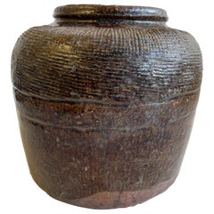 Vintage Brown Glazed Terracotta Clay Pottery