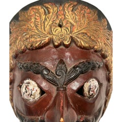 Vintage Brown/Gold Bali Topeng Dance Mask Indonesia Hand Carved Balinese Artists