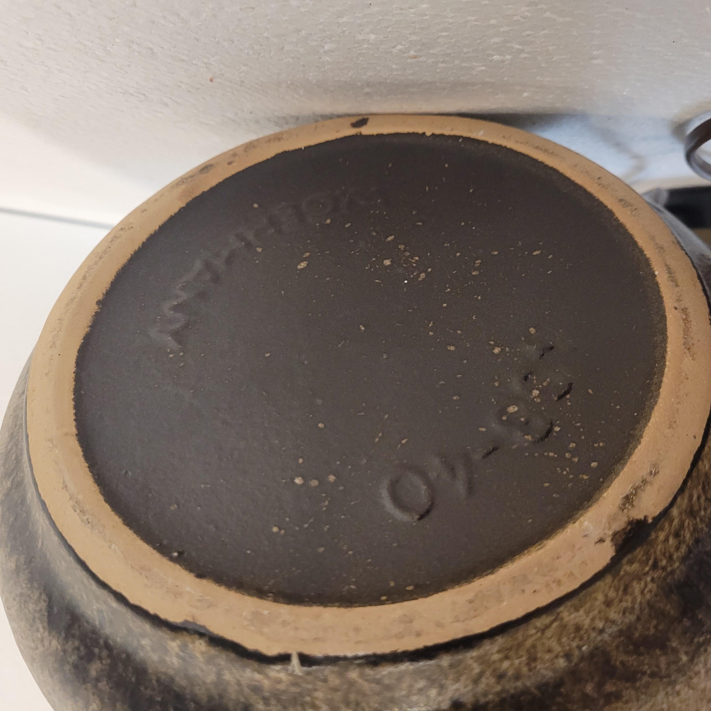 Lámpara vintage de cerámica Fat Lava verde marrón Alemania del Este años 60 según Leuchten en venta 8