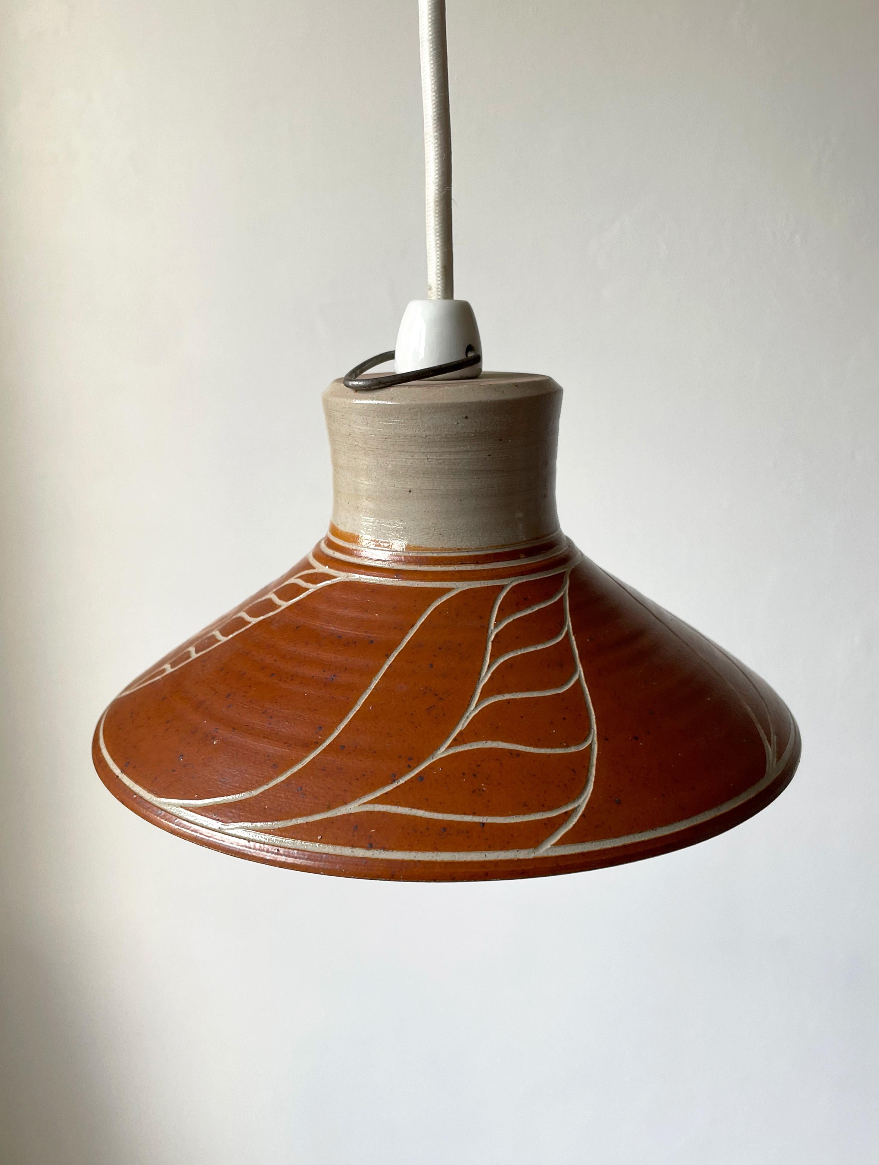 Danish Brown, Grey Organic Leaves Decor Pendant, 1970s For Sale