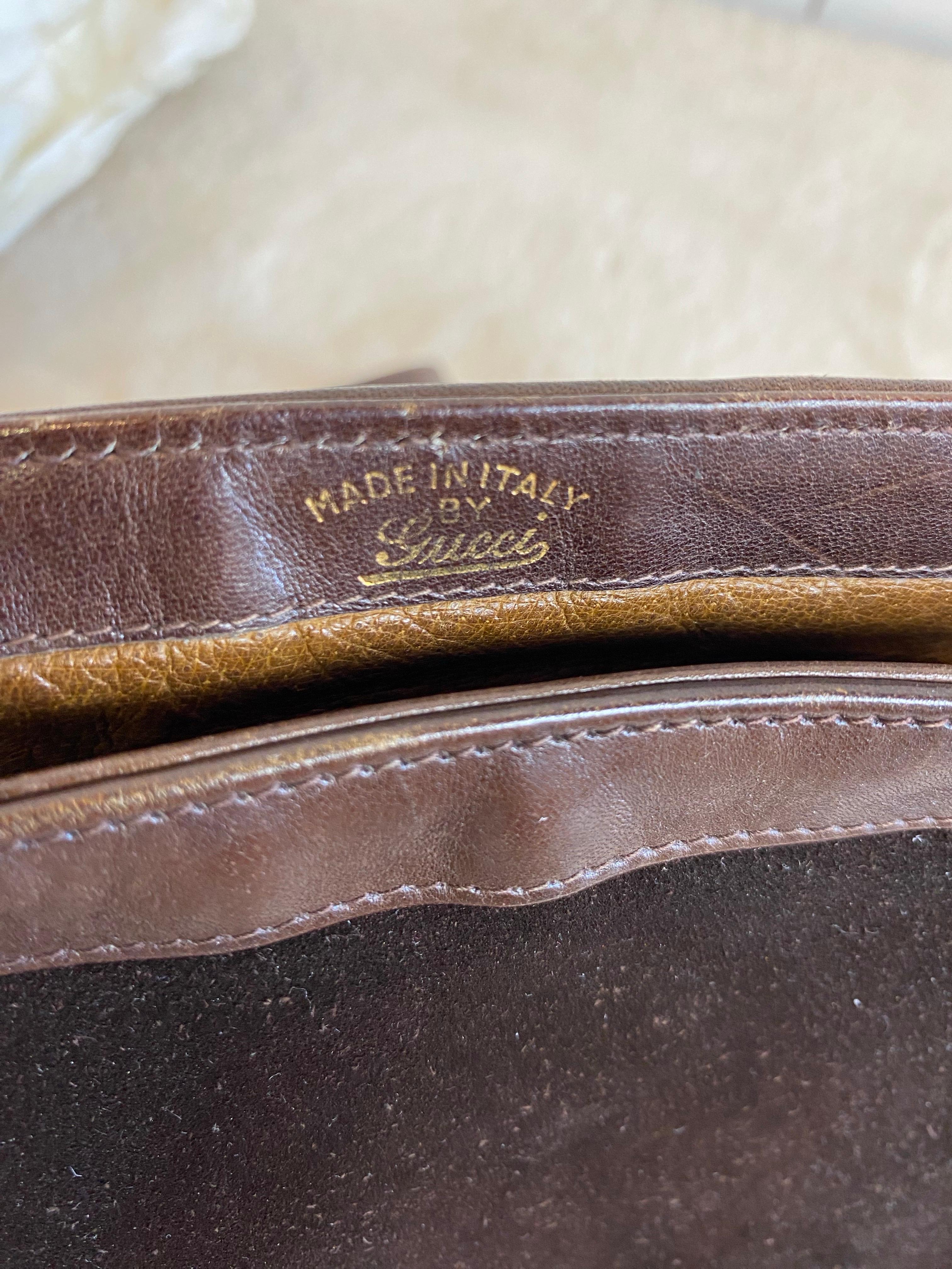 Bolso vintage marrón de Gucci. en venta 10