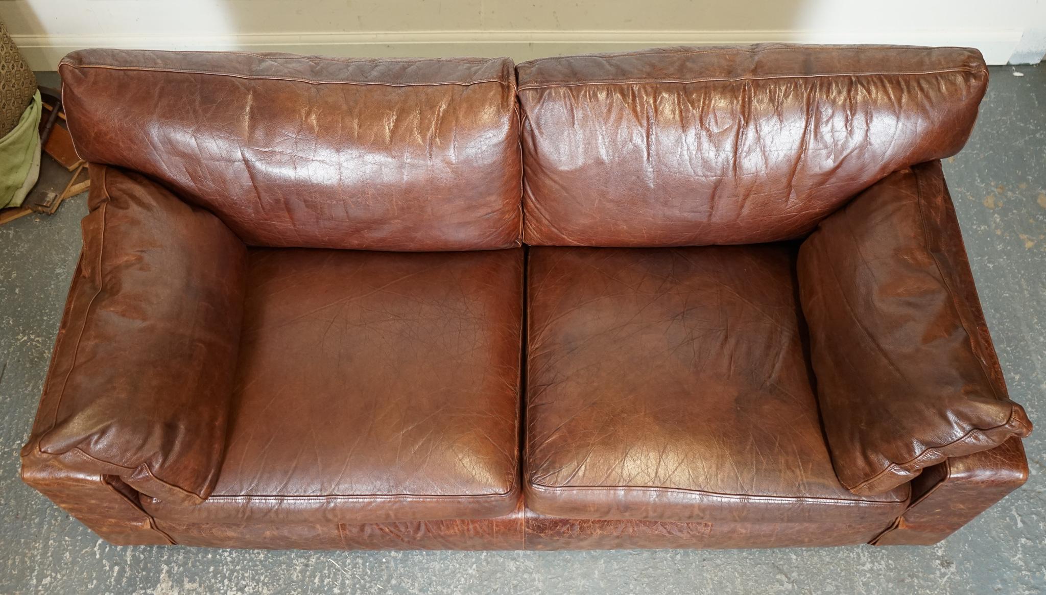 VINTAGE BROWN HERITAGE LEATHER 2 TO 3 SEATER SOFA MATCHING ARMCHAIRS AVAiLABLE 3