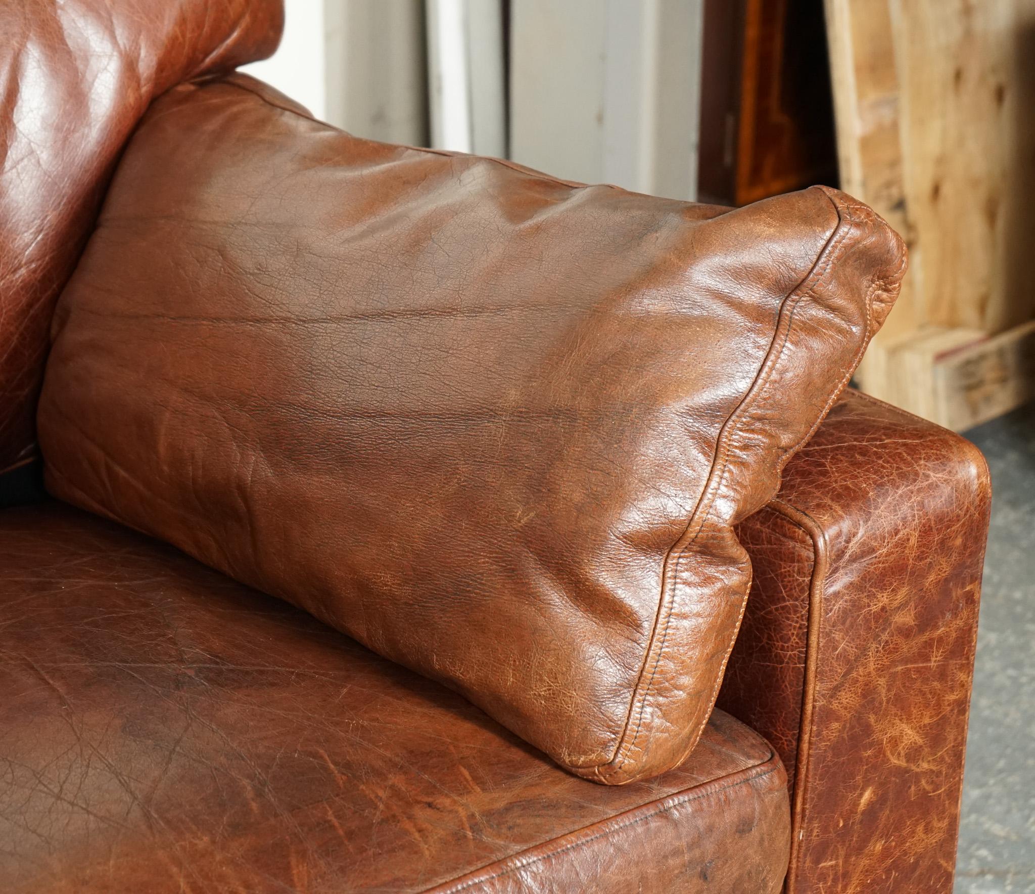 VINTAGE BROWN HERITAGE LEATHER 2 TO 3 SEATER SOFA MATCHING ARMCHAIRS AVAiLABLE 4