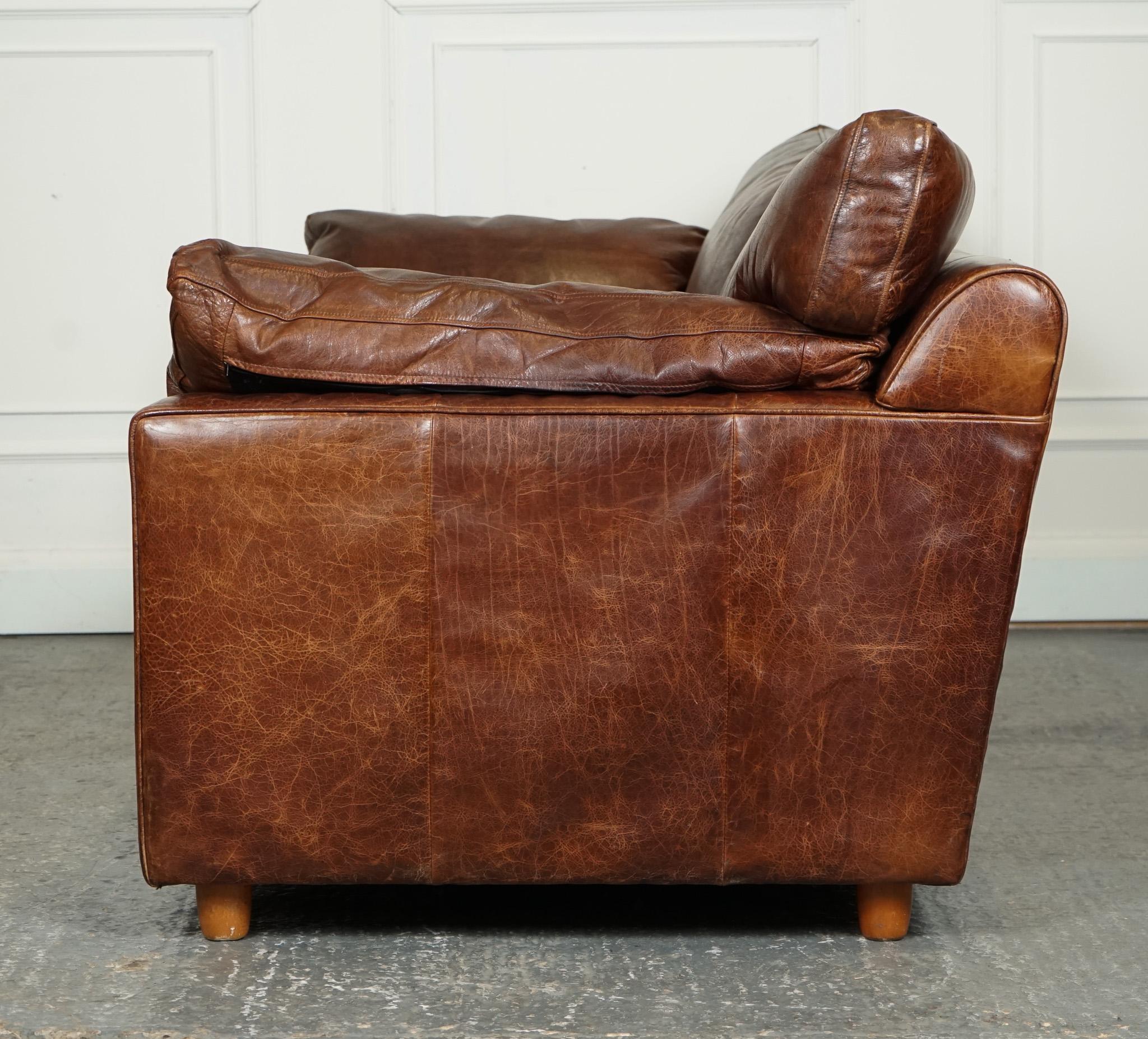 VINTAGE BROWN HERITAGE LEATHER 2 TO 3 SEATER SOFA MATCHING ARMCHAIRS AVAiLABLE 6