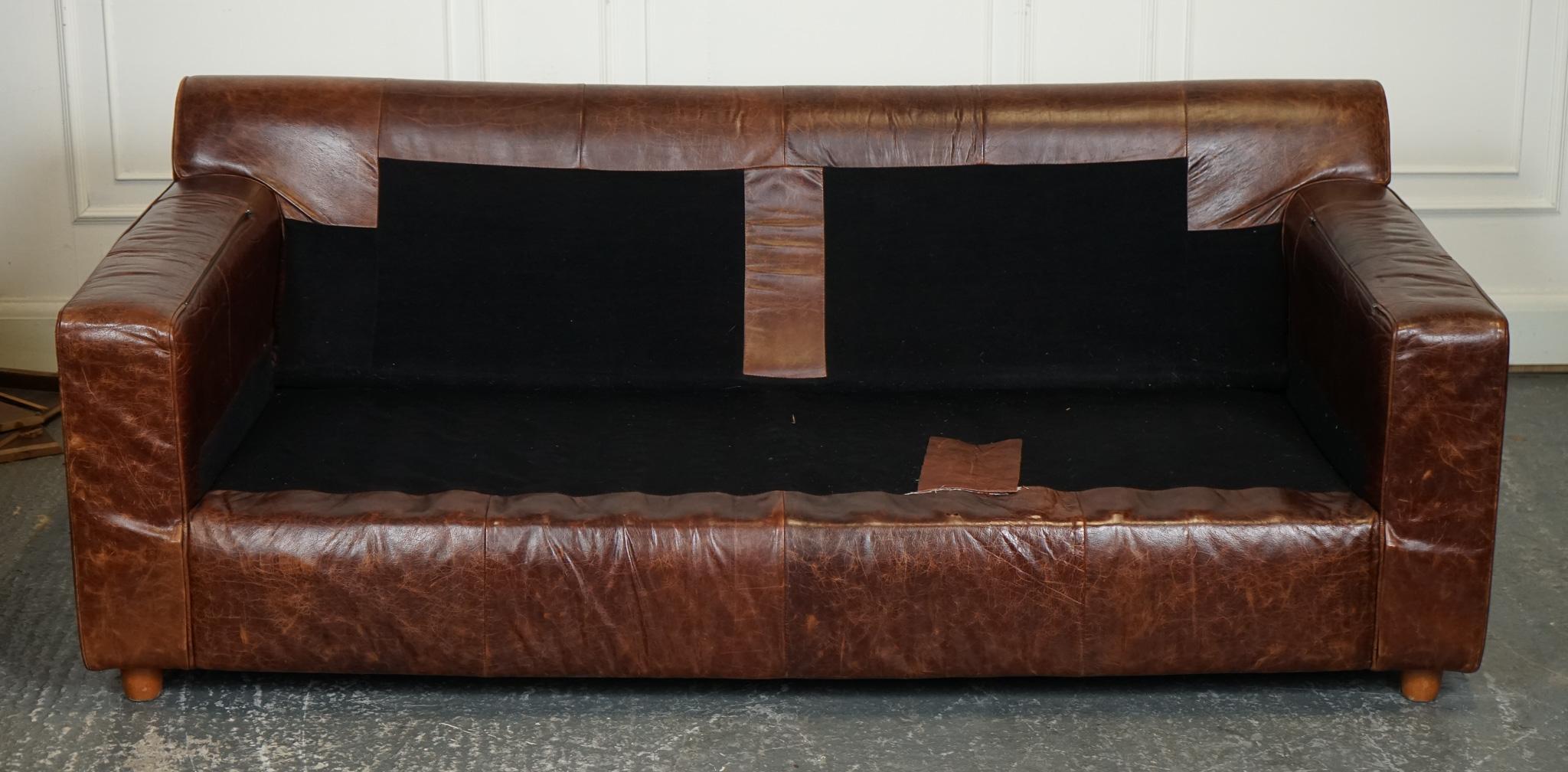 VINTAGE BROWN HERITAGE LEATHER 2 TO 3 SEATER SOFA MATCHING ARMCHAIRS AVAiLABLE 8