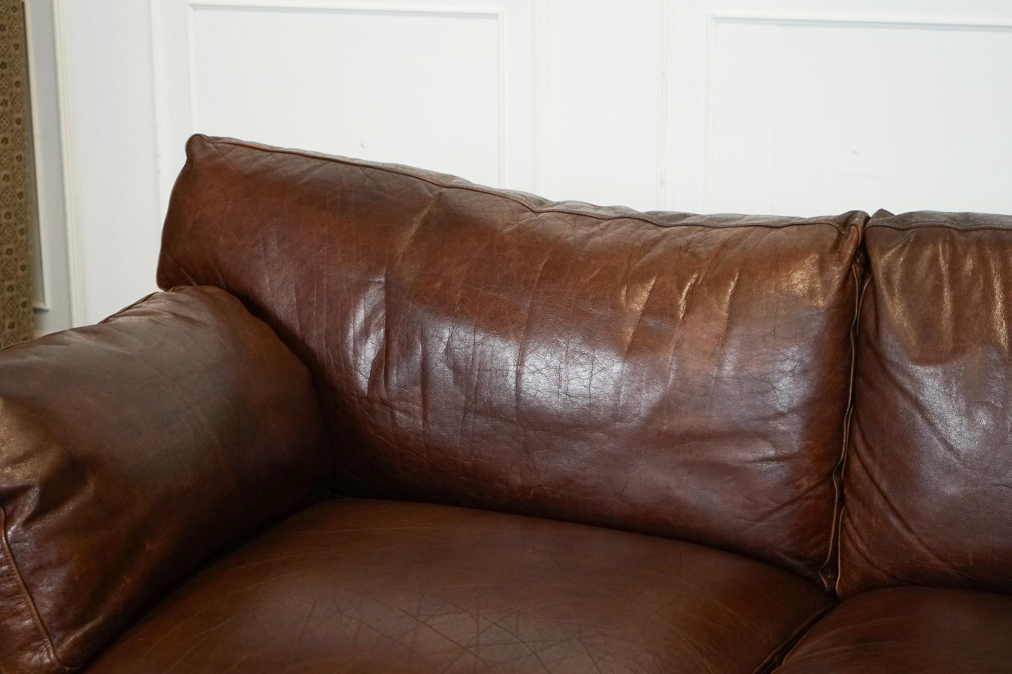 Leather VINTAGE BROWN HERITAGE LEATHER 2 TO 3 SEATER SOFA MATCHING ARMCHAIRS AVAiLABLE