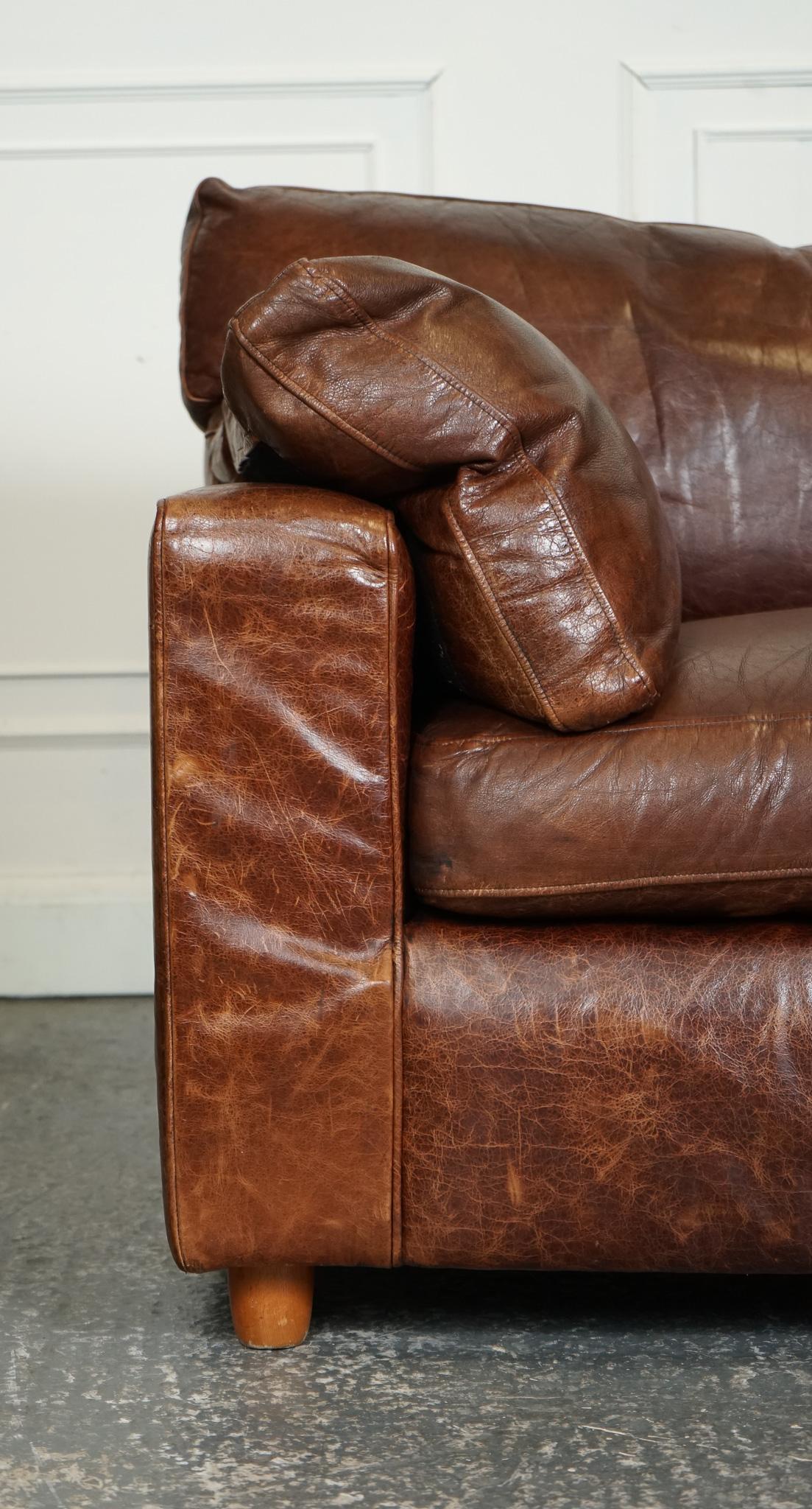 VINTAGE BROWN HERITAGE LEATHER 2 TO 3 SEATER SOFA MATCHING ARMCHAIRS AVAiLABLE 1