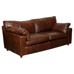 VINTAGE BROWN HERITAGE LEATHER 2 TO 3 SEATER SOFA MATCHING ARMCHAIRS AVAiLABLE