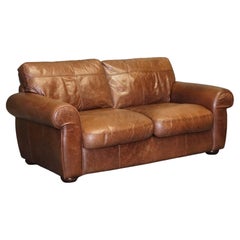 Vintage Brown Heritage Saddle Leather John Lews Madison 2 Seater Sofa