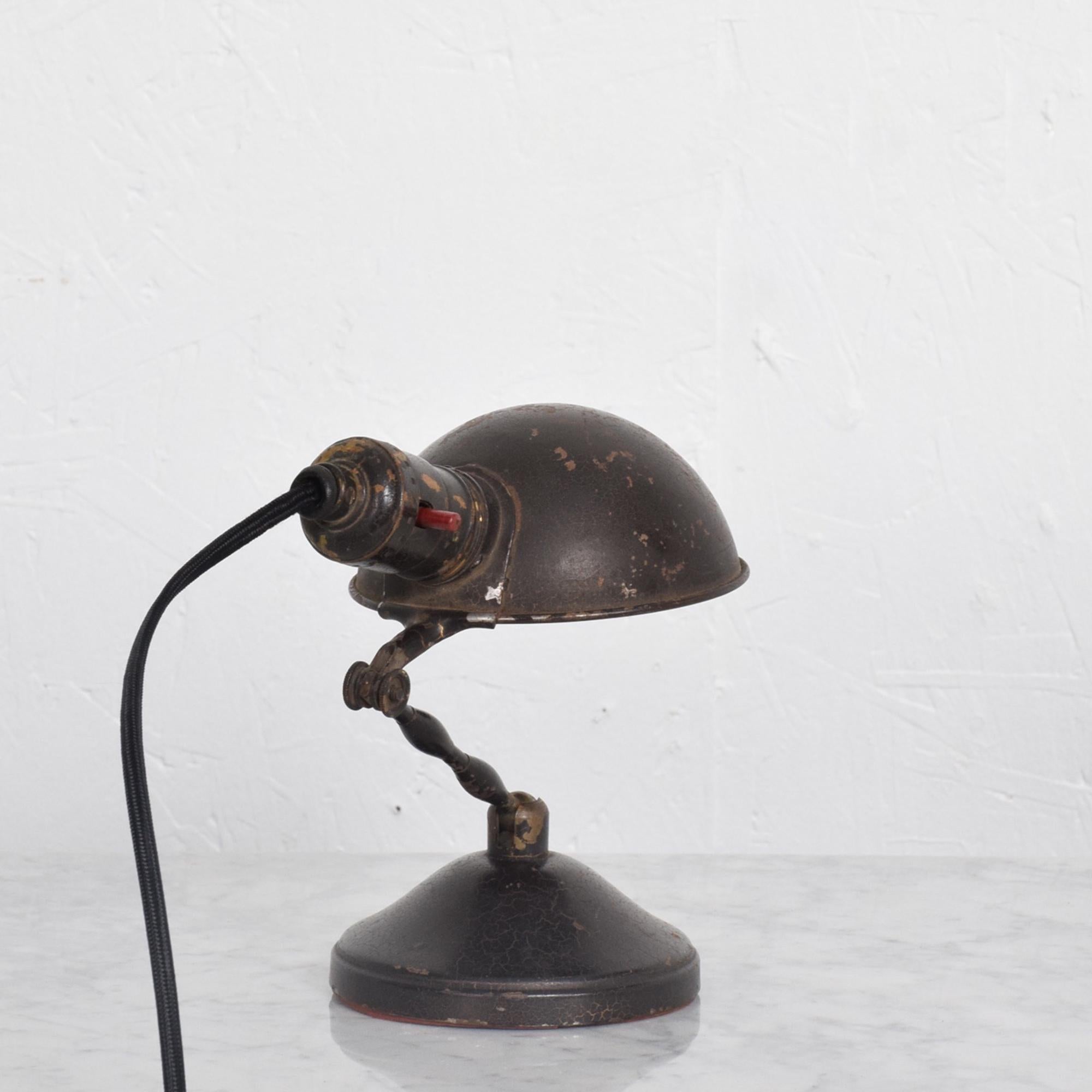 Mid-20th Century Vintage Brown Industrial Desk Lamp Wall Sconce Adjustable Light Midcentury Era