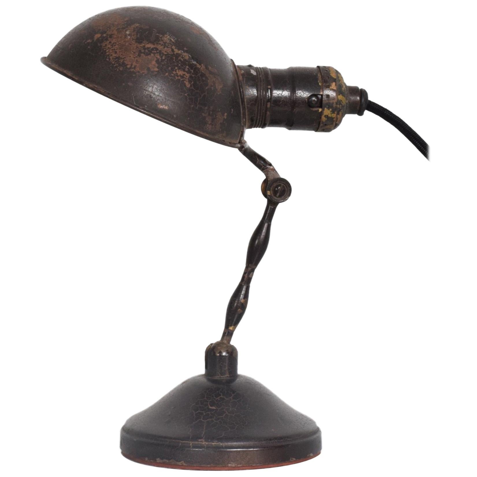 Vintage Brown Industrial Desk Lamp Wall Sconce Adjustable Light Midcentury Era
