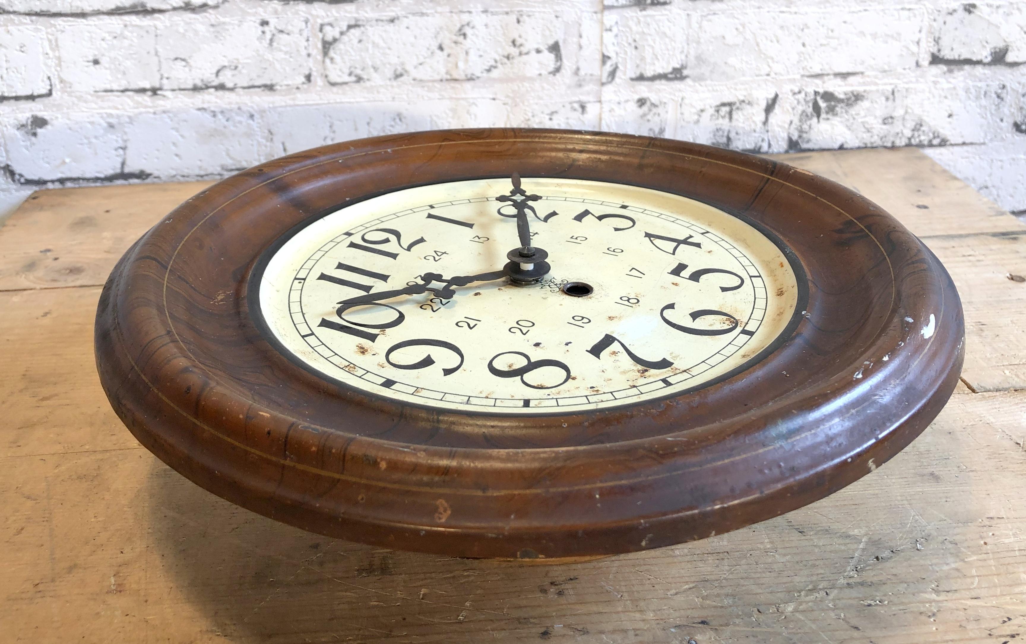 Industrial Vintage Brown Iron Clock, 1930s