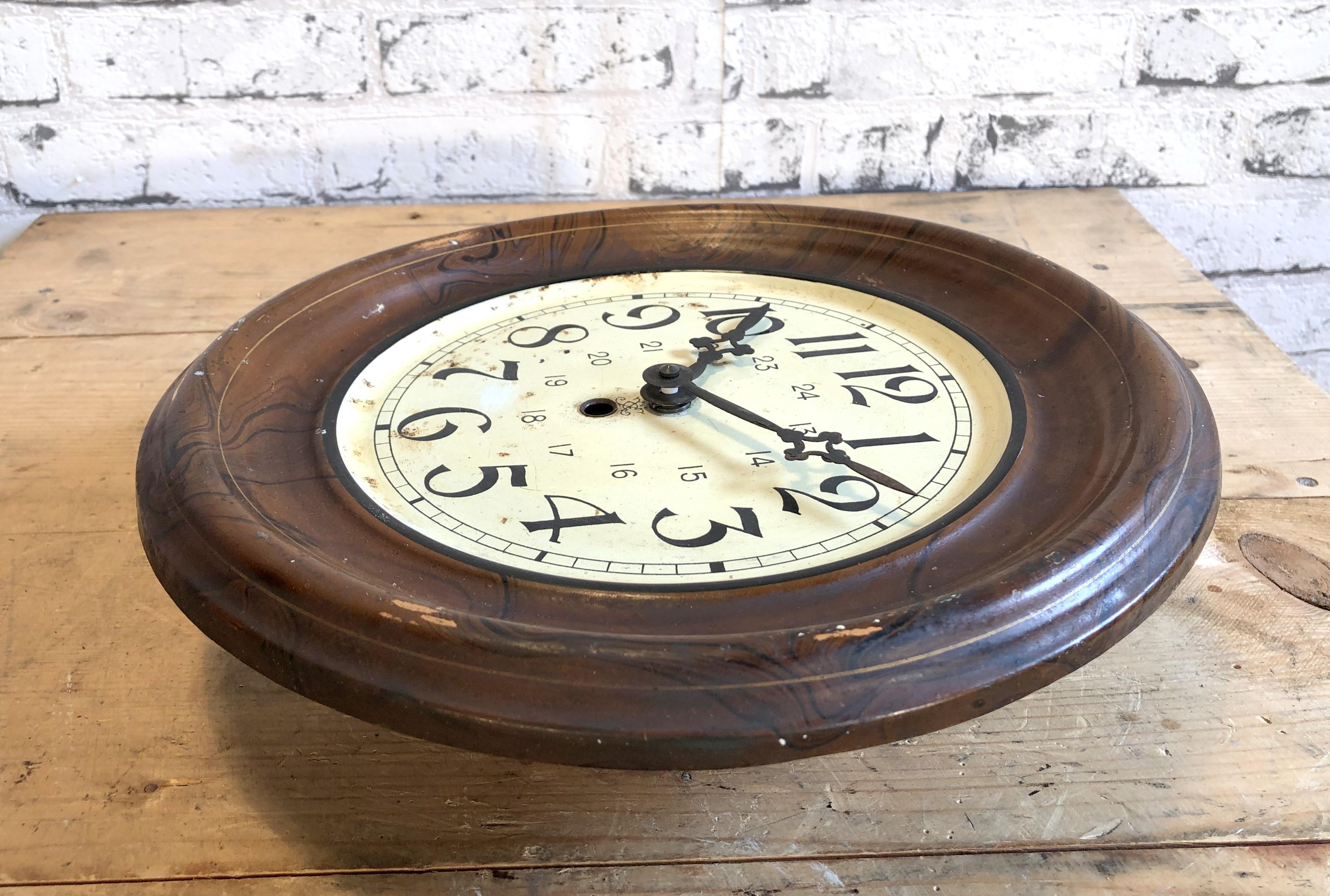 European Vintage Brown Iron Clock, 1930s