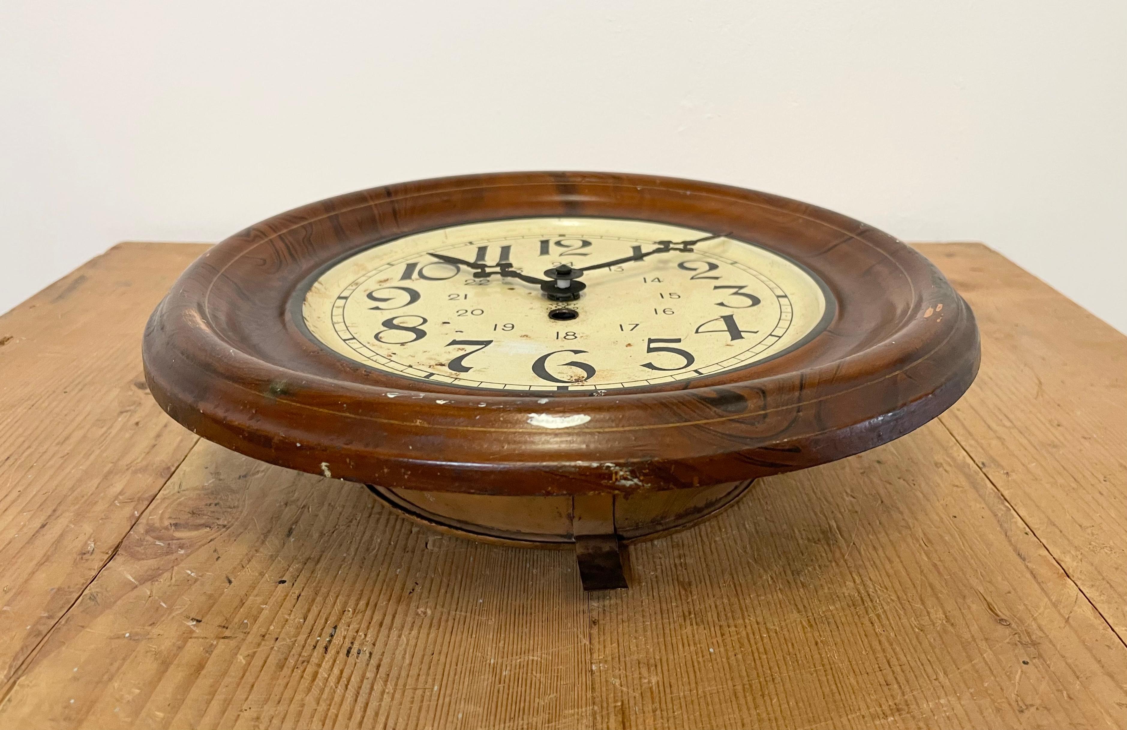 European Vintage Brown Iron Clock, 1930s For Sale