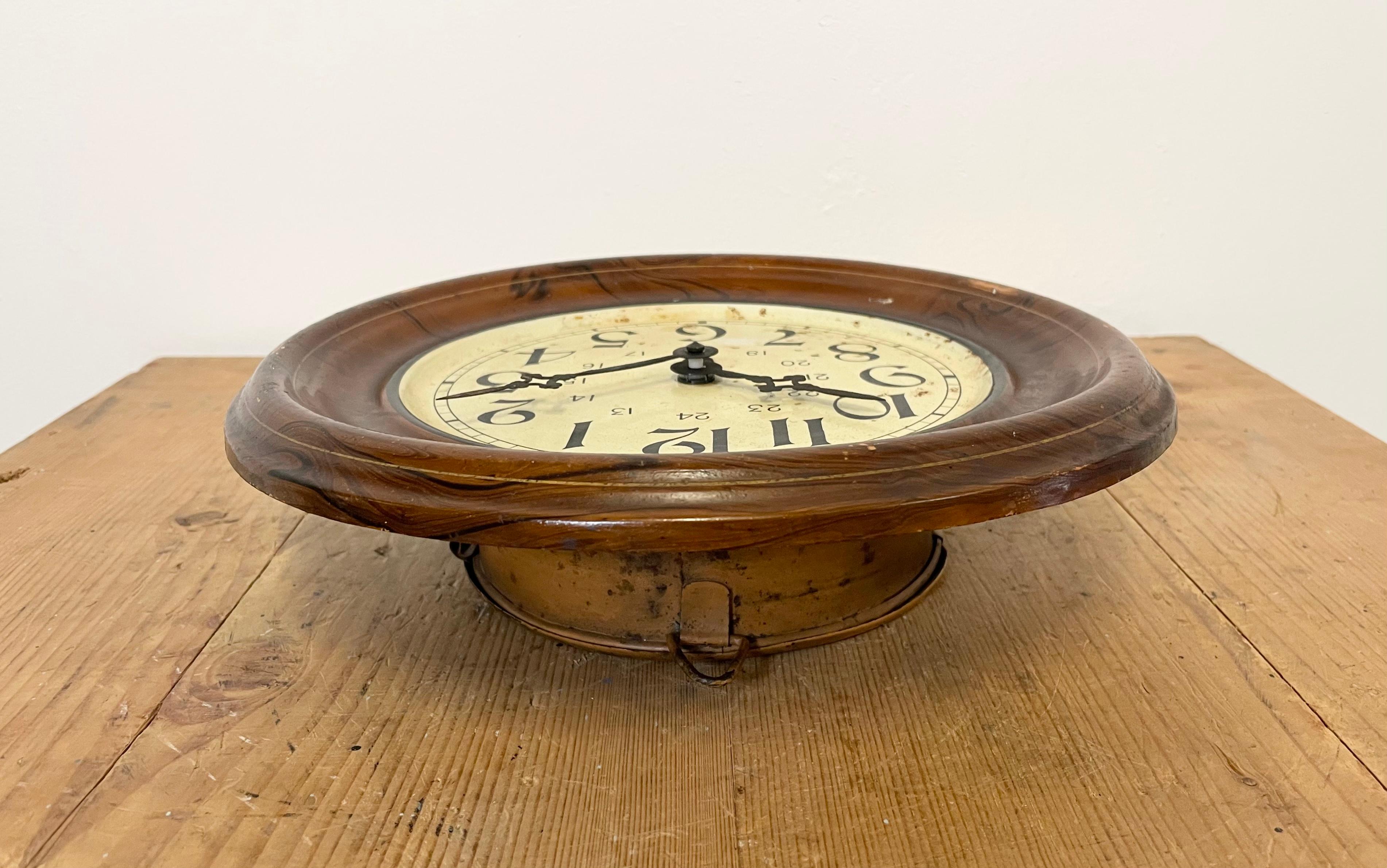 20th Century Vintage Brown Iron Clock, 1930s For Sale