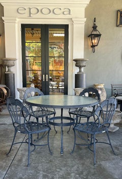 Vintage Brown Jordan Aluminum Outdoor Round Table with Four Chairs