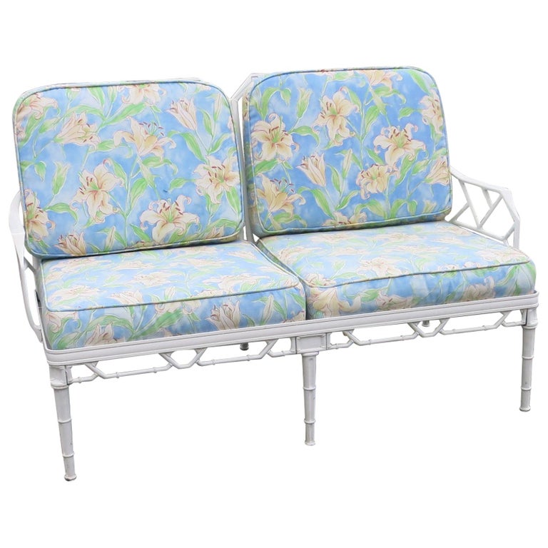 Vintage Brown Jordan Calcutta Aluminum Settee Loveseat For Sale at 1stdibs