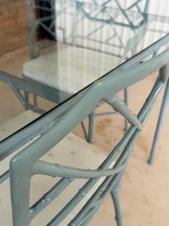 Vintage Brown Jordan Calcutta Faux Bamboo Aluminum Five Piece Patio Dining Set
