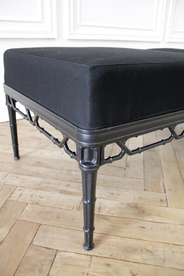 Vintage Brown Jordan Calcutta Ottomans with Black Sunbrella Upholstery