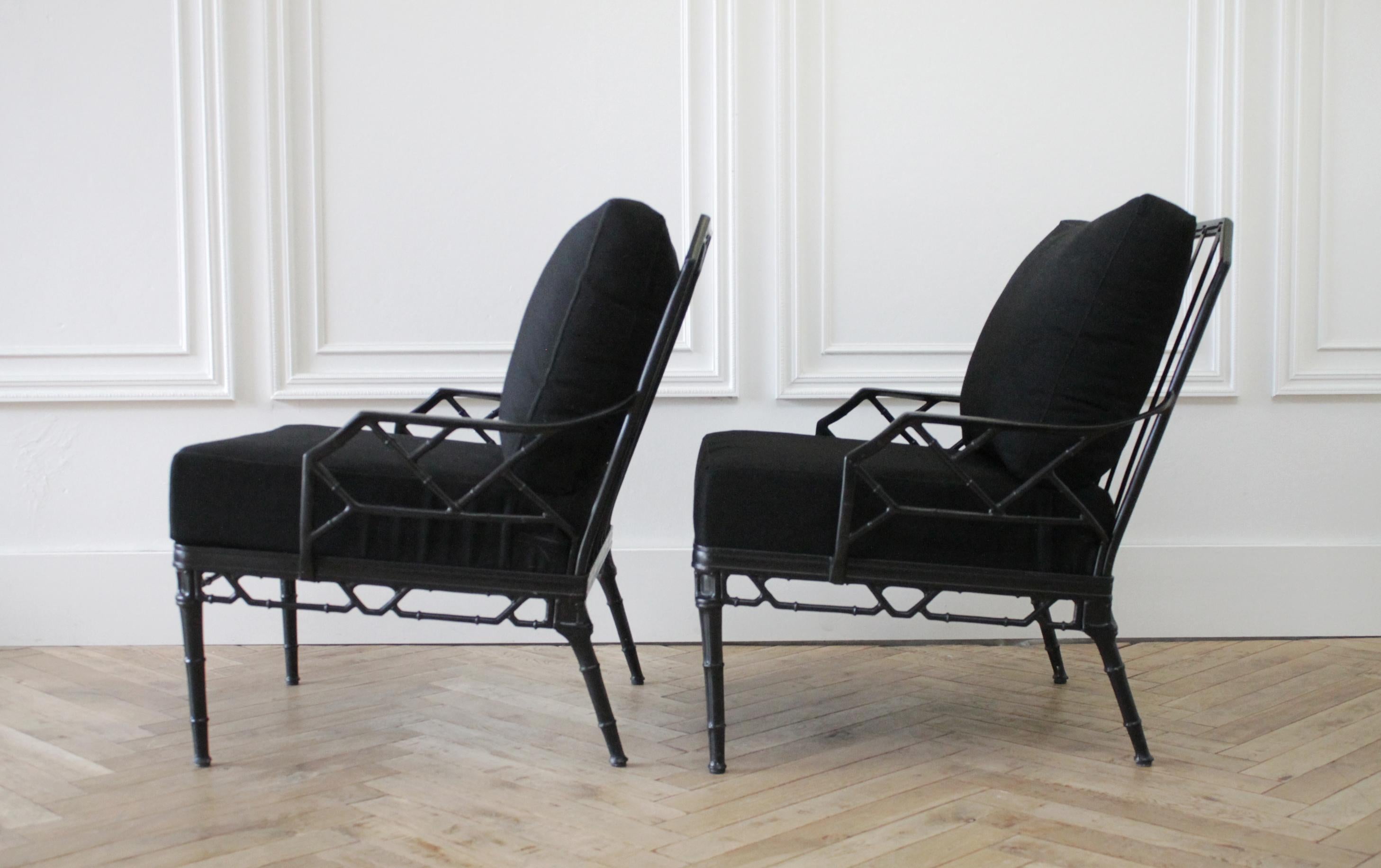 Chippendale Vintage Brown Jordan Calcutta Pair of Lounge Chairs