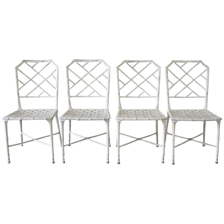 Vintage Brown Jordan Calcutta Side Dining Chairs in White at 1stDibs